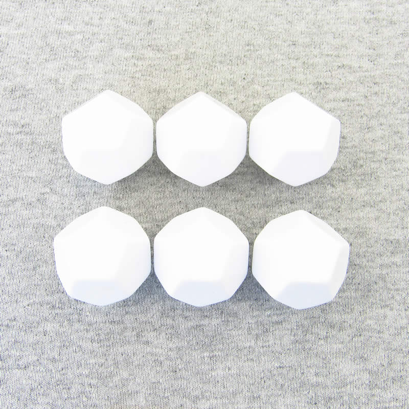 KOP01415 White Opaque Blank 12 Sided Dice (D12) 25mm (1in) Set of 6 (ONLINE ORDER ONLY)