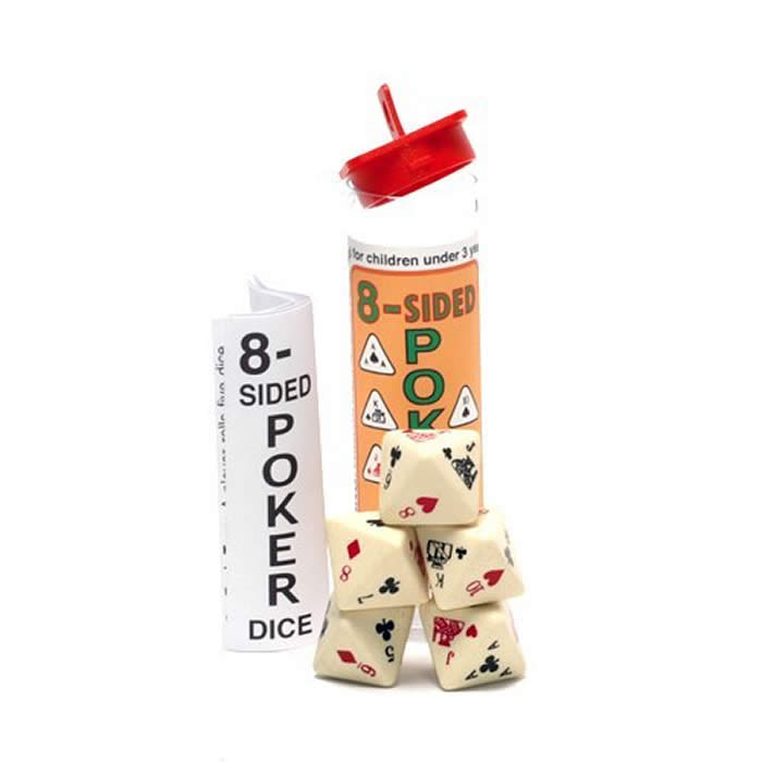KOP01444 Poker Dice Game Ivory Opaque 8 Sided Dice (ONLINE ORDER ONLY)
