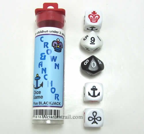 KOP01450 Crown and Anchor Dice Game 16mm (5/8in) Koplow Games (ONLINE ORDER ONLY)