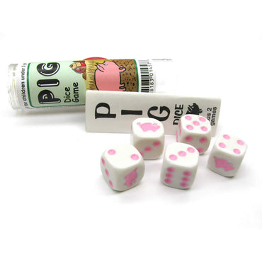 KOP01458 Pig Dice Game White Opaque Pink Six Sided Dice (D6) 16mm (ONLINE ORDER ONLY)