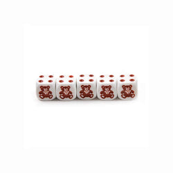KOP01461 Bearly There  Bear Dice Game White Opaque with Brown Six Sided Dice (D6) 16mm (5/8in) (ONLINE ORDER ONLY)