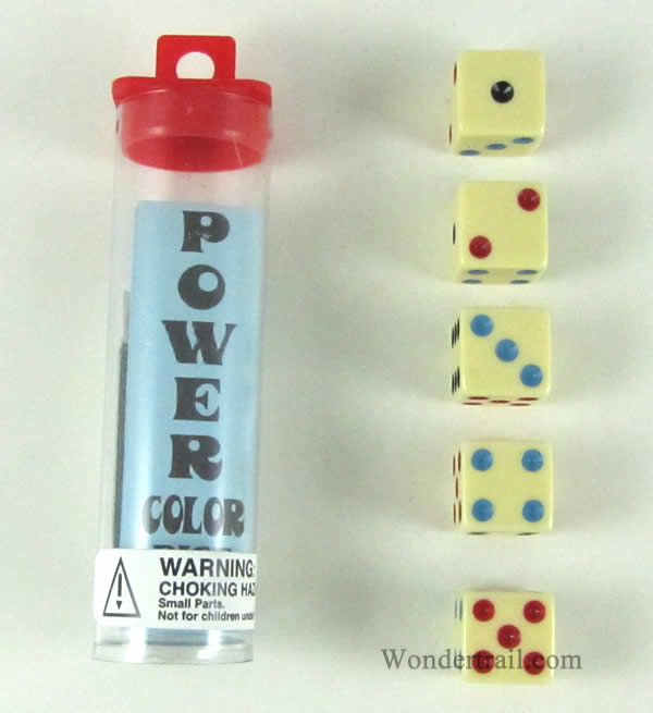 KOP01483 Power Color Dice Game Ivory Opaque D6 16mm (5/8in) (ONLINE ORDER ONLY)