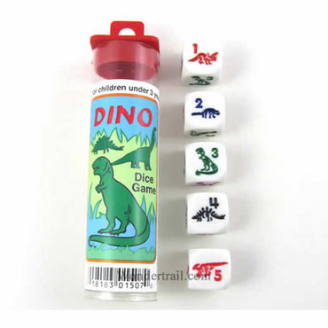 KOP01507 Dino Dice Game White Opaque Six Sided Dice (D6) 16mm (5/8in) (ONLINE ORDER ONLY)