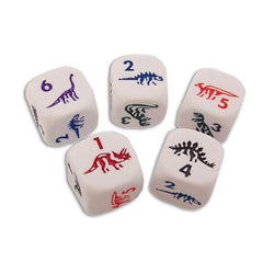 KOP01507 Dino Dice Game White Opaque Six Sided Dice (D6) 16mm (5/8in)
