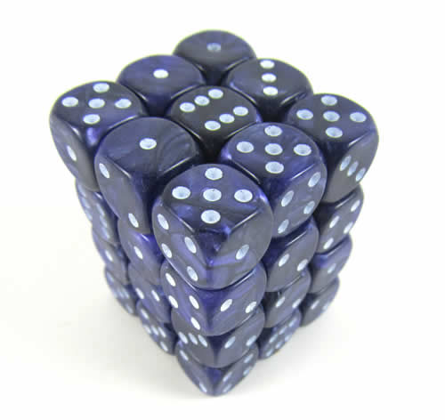 KOP01788 Purple Pearl Dice with White Pips D6 12mm (1/2in) Pack of 36 (ONLINE ORDER ONLY)