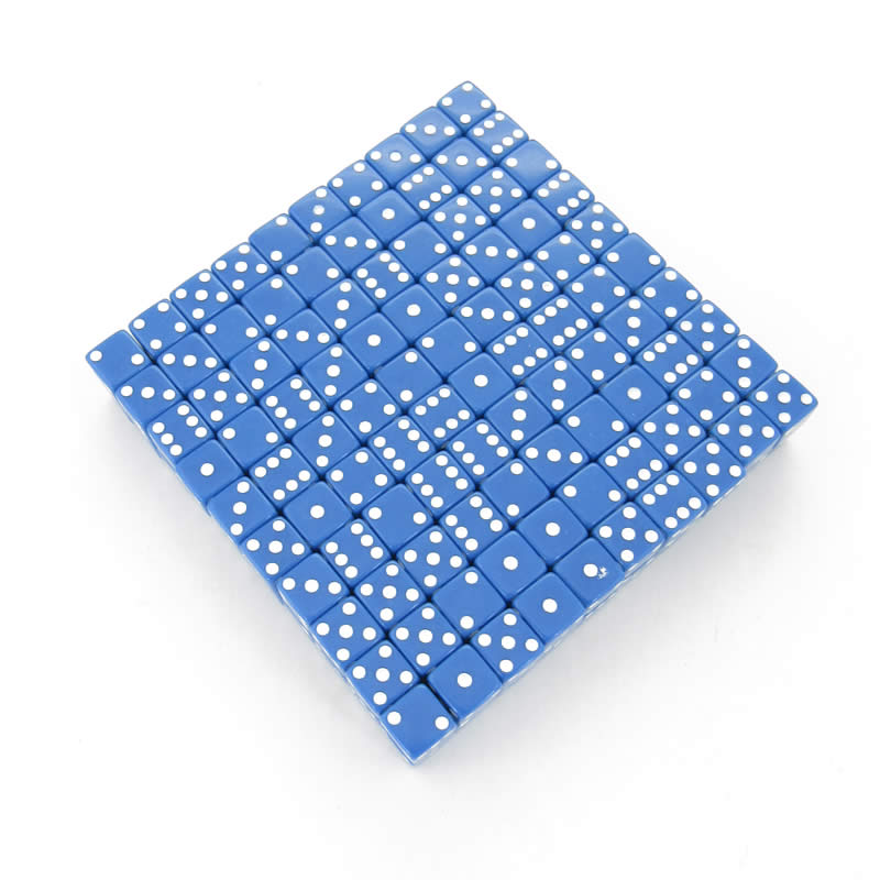 KOP01817 Blue Opaque Dice White Pips D6 12mm (1/2in) Bulk Pack of 200 (ONLINE ORDER ONLY)