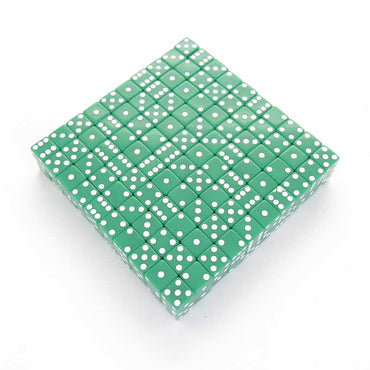 KOP01818 Green Opaque Dice White Pips D6 12mm (1/2in) Bulk Pack of 200 (ONLINE ORDER ONLY)