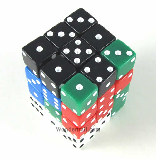 KOP01826 Assorted Opaque Squared Corner Dice Pips D6 12mm Pack of 36 (ONLINE ORDER ONLY)