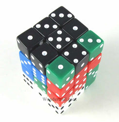 KOP01826 Assorted Opaque Squared Corner Dice Pips D6 12mm Pack of 36 (ONLINE ORDER ONLY)