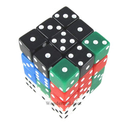 KOP01826 Assorted Opaque Squared Corner Dice Pips D6 12mm Pack of 36 (ONLINE ORDER ONLY)
