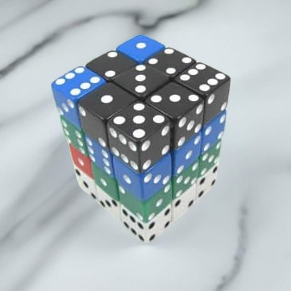 KOP01826 Assorted Opaque Squared Corner Dice Pips D6 12mm Pack of 36 (ONLINE ORDER ONLY)