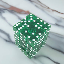 KOP01853 Green Transparent Squared Corner Dice with White Pips D6 12mm (1/2in) Pack of 36 Dice (ONLINE ORDER ONLY)