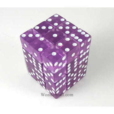 KOP01854 Orchid Transparent Squared Corner Dice White Pips D6 12mm (ONLINE ORDER ONLY)