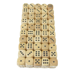 KOP01903 Wood Dice with Black Pips D6 16mm (5/8in) Pack of 100 Dice (ONLINE ORDER ONLY)