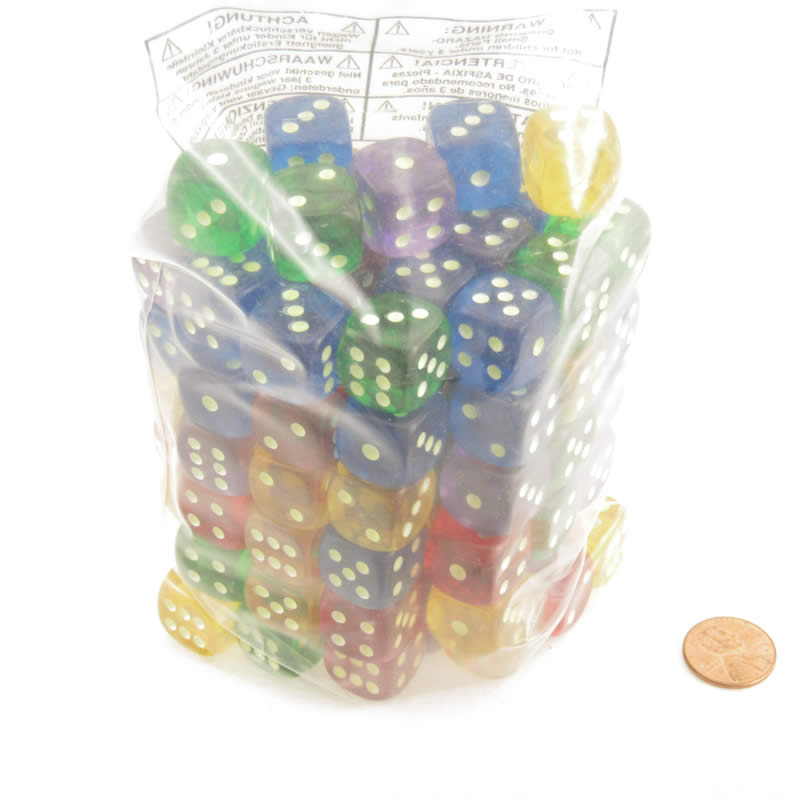 KOP01931 Assorted Colors Glow in Dark Spots Dice D6 16mm (5/8in) Pack of 100 (ONLINE ORDER ONLY)
