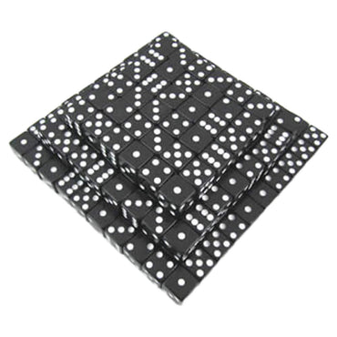 KOP01978 Black Opaque Dice White Pips D6 16mm (5/8in) Bulk Pack of 200 (ONLINE ORDER ONLY)