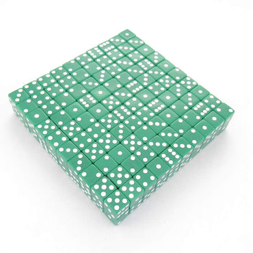 KOP01982 Green Opaque Dice White Pips D6 16mm (5/8in) Bulk Pack of 200 (ONLINE ORDER ONLY)