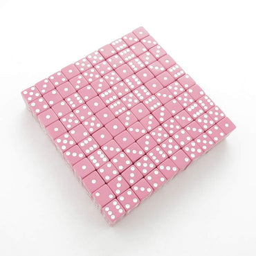 KOP01984 Pink Opaque Dice White Pips D6 16mm (5/8in) Bulk Pack of 200 (ONLINE ORDER ONLY)
