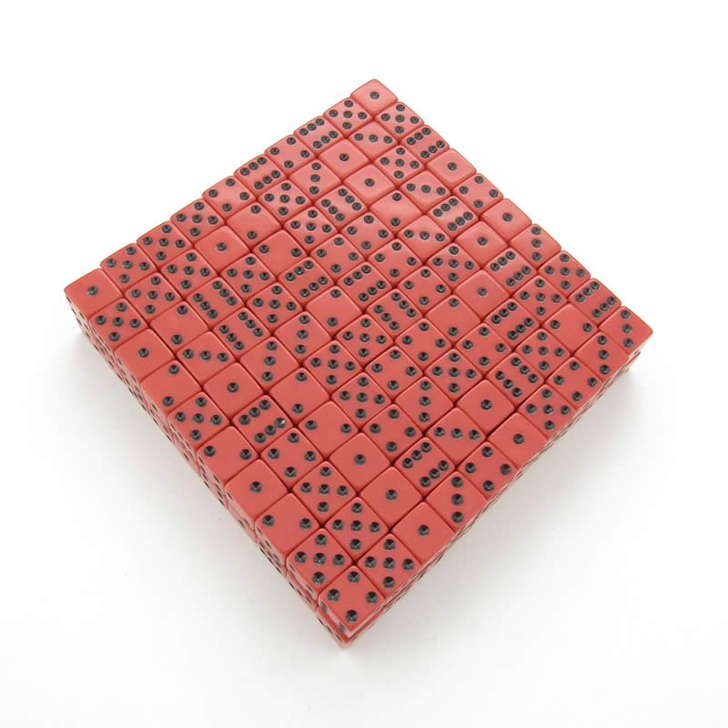 KOP01987 Red Opaque Dice Black Pips D6 16mm (5/8in) Bulk Pack of 200 (ONLINE ORDER ONLY)