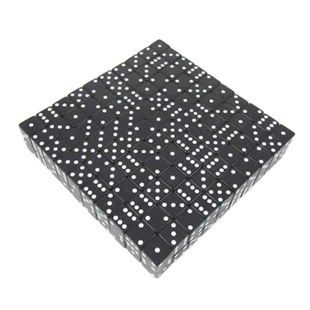 KOP02096 Black Opaque Dice White Pips D6 19mm (3/4in) Bulk Pack of 200 (ONLINE ORDER ONLY)