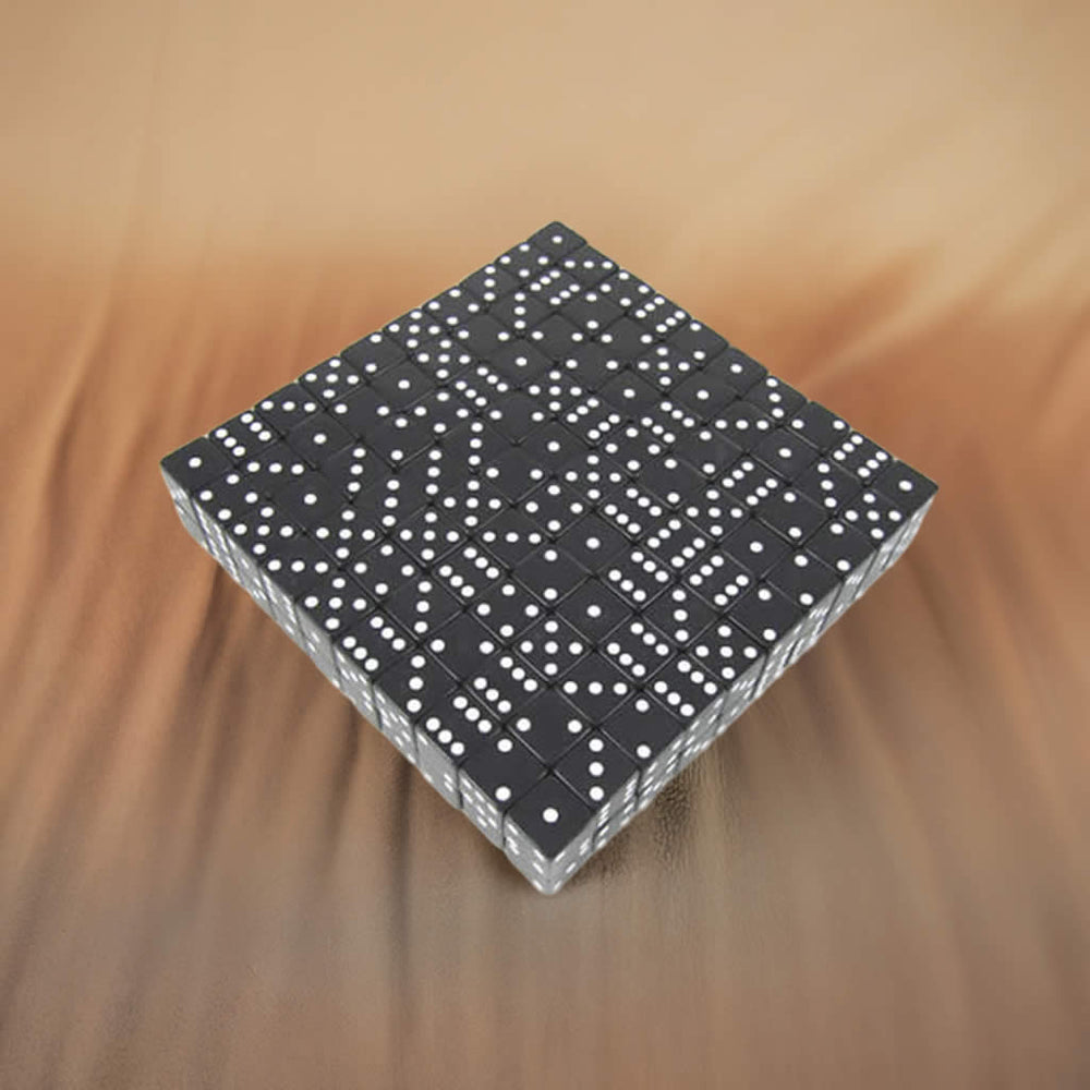 KOP02096 Black Opaque Dice White Pips D6 19mm (3/4in) Bulk Pack of 200 (ONLINE ORDER ONLY)