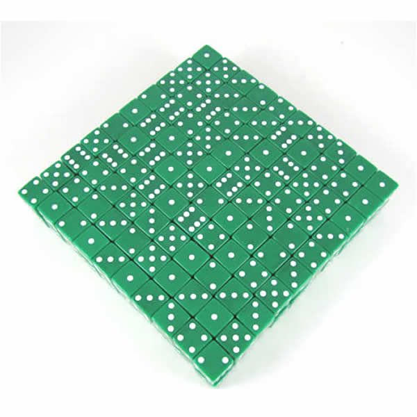 KOP02098 Green Opaque Dice White Pips D6 19mm (3/4in) Bulk Pack of 200 (ONLINE ORDER ONLY)