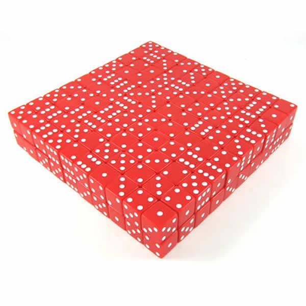 KOP02099 Red Opaque Dice White Pips D6 19mm (3/4in) Bulk Pack of 200 (ONLINE ORDER ONLY)
