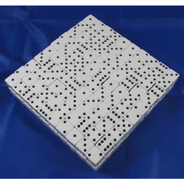 KOP02100 White Opaque Dice Black Pips D6 19mm (3/4in) Bulk Pack of 200 (ONLINE ORDER ONLY)