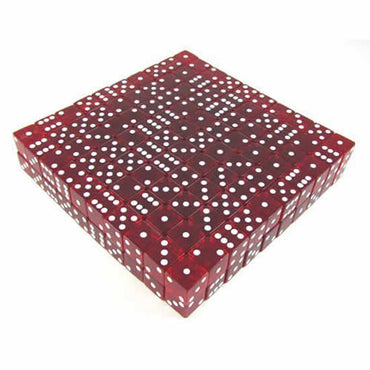 KOP02116 Red Transparent Dice White Pips D6 19mm Bulk Pack of 200 (ONLINE ORDER ONLY)