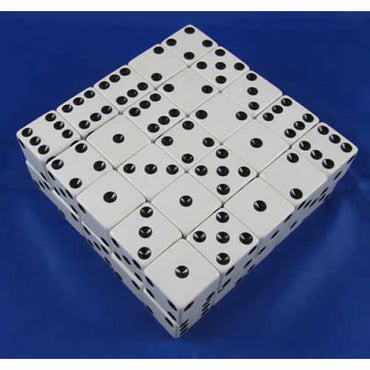 KOP02154 White Opaque Dice with Black Pips D6 25mm (1in) Bulk Pack of 50 (ONLINE ORDER ONLY)