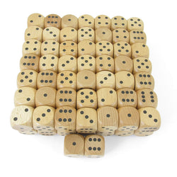 KOP02180 Wood Dice with Black Pips D6 30mm (1.18in) pack of 100 (ONLINE ORDER ONLY)