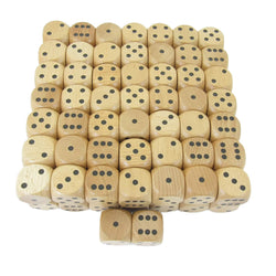 KOP02180 Wood Dice with Black Pips D6 30mm (1.18in) pack of 100 (ONLINE ORDER ONLY)