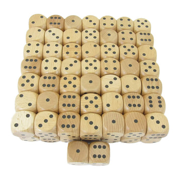KOP02180 Wood Dice with Black Pips D6 30mm (1.18in) pack of 100 (ONLINE ORDER ONLY)