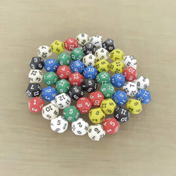 KOP02734 Assorted Opaque Dice Black Numbers D12 16mm Bulk Pack of 50 (ONLINE ORDER ONLY)
