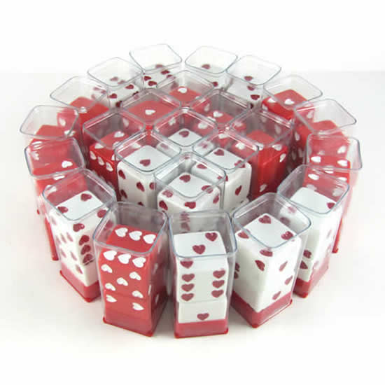 KOP03933 Sweetheart Dice Red White D6 25mm (1in) Pack of 24 pair of Dice (ONLINE ORDER ONLY)