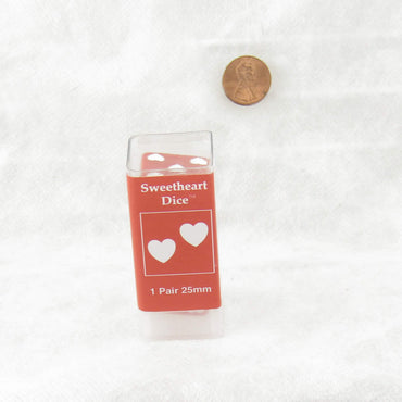 KOP03935 Red Sweetheart Dice with White Hearts D6 25mm (1in) Pack of 2 (ONLINE ORDER ONLY)