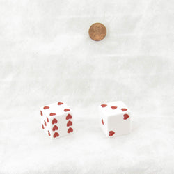KOP03936 White Sweetheart Dice with Red Hearts D6 25mm (1in) Pack of 2 (ONLINE ORDER ONLY)