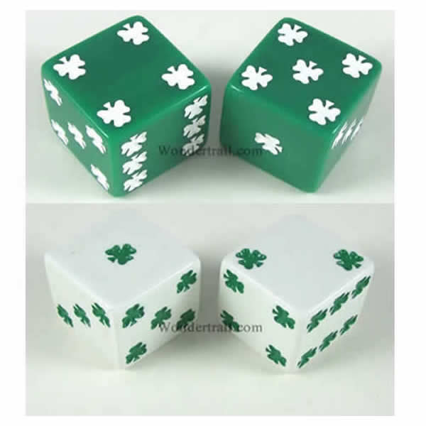 KOP03941 Lucky Dice Green White D6 25mm (1in) Pack of 24 pair of Dice (ONLINE ORDER ONLY)
