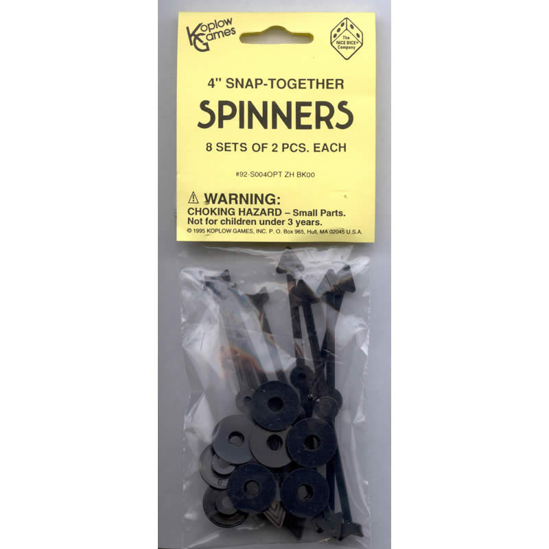 KOP04258 Black Plastic Game Spinners 4 inches Long Pack of 8 Koplow Games (ONLINE ORDER ONLY)