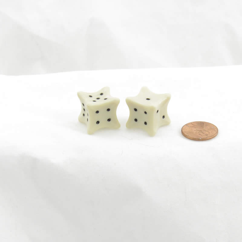 KOP04493 Bone Dice with Black Pips D6 18mm (23/32in)  Pack of 2 Dice Koplow Games (ONLINE ORDER ONLY)