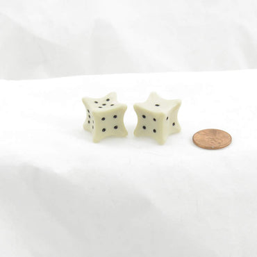 KOP04493 Bone Dice with Black Pips D6 18mm (23/32in)  Pack of 2 Dice Koplow Games (ONLINE ORDER ONLY)