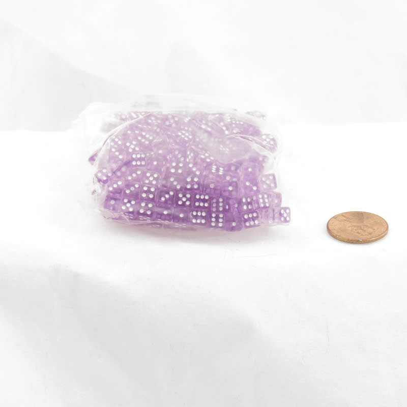 KOP04497 Purple Transparent Dice with White Pips D6 5mm (13/64in) Pack of 250 Koplow Games (ONLINE ORDER ONLY)