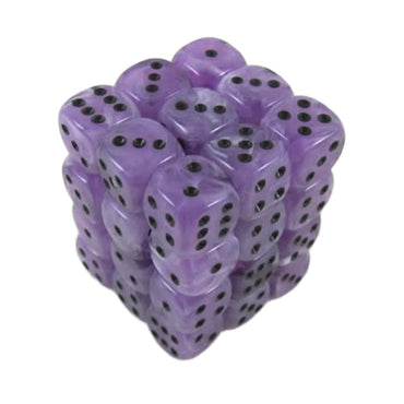 KOP04646 Swirl Ice Purple Dice with Black Pips D6 12mm (1/2in) Pack of 36 Dice (ONLINE ORDER ONLY)