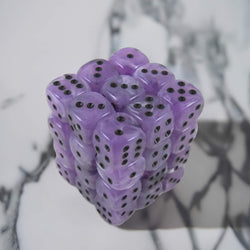 KOP04646 Swirl Ice Purple Dice with Black Pips D6 12mm (1/2in) Pack of 36 Dice (ONLINE ORDER ONLY)