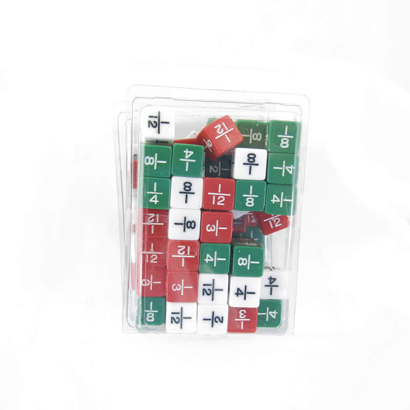 KOP04749 Math Fractions Dice Assorted Colors D6 16mm (5/8in) Bulk Pack of 100 (ONLINE ORDER ONLY)