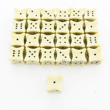 KOP04847 Bone Dice with Black Pips D6 16mm (5/8in) Pack of 25 (ONLINE ORDER ONLY)