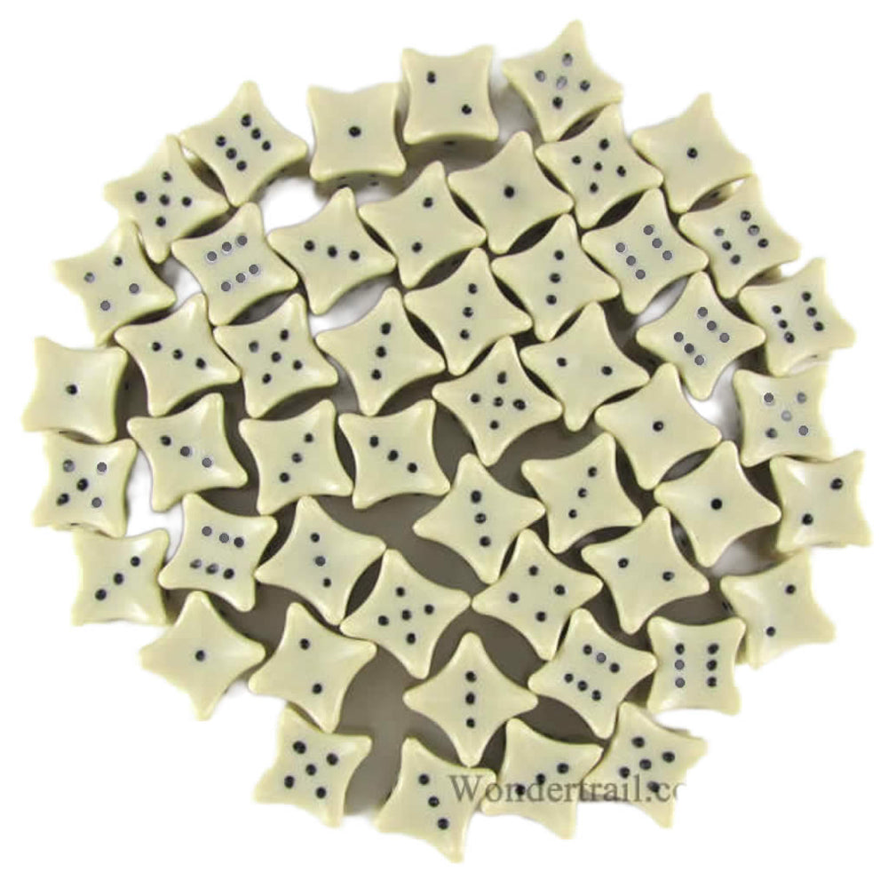 KOP04848 Bone Colored Dice with Black Pips D6 16mm (5/8in) Pack of 50 (ONLINE ORDER ONLY)
