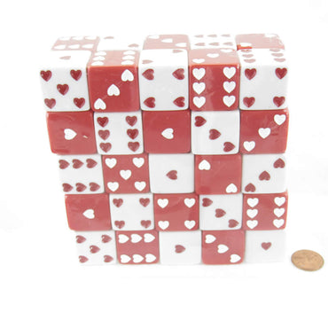 KOP04873 Sweetheart Dice Red and White D6 25mm (1in) Pack of 50 Dice (ONLINE ORDER ONLY)