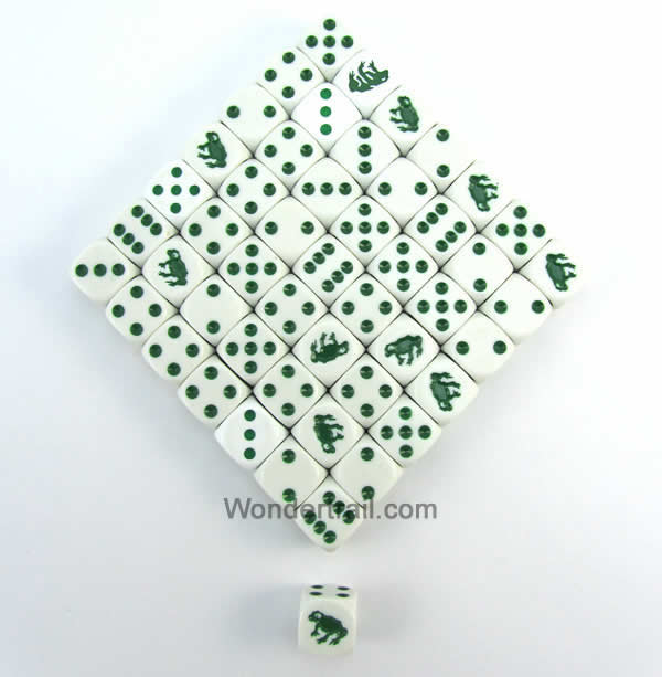 KOP04903 Frog Dice Opaque White Red Pips 16mm (5/8in) Bulk Pack of 50 (ONLINE ORDER ONLY)