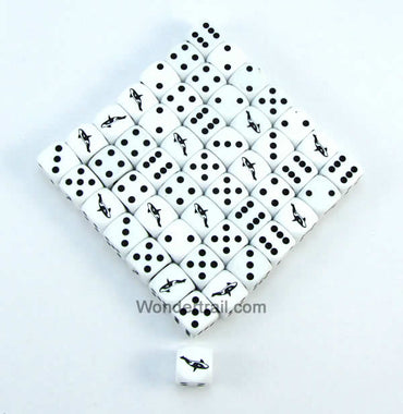 KOP04920 Orca Dice Opaque White Black Pips 16mm (5/8in) Bulk Pack of 50 (ONLINE ORDER ONLY)